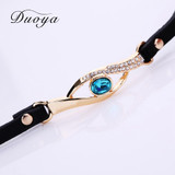Duoya Brand Watch Women Luxury Gold Eye Gemstone Dress Watches Women Gold Bracelet Watch Female Leather Quartz Wristwatches