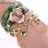 Duoya Brand Watch Women Fashion Chain Luxury Leopard Leather Bracelet Wristwatch Female Women Ladies Dress Quartz Watch