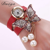 Duoya Brand New Women Leather Watch Watches Quartz Luxury Butterfly Wristwatch Women Dress Bracelet Watches Ladies Watch XR385