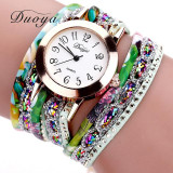 Duoya Brand Fashion Round Dial Quartz Watch Women Flower Wristwatch Steel Luxury Bracelet Watch Multilayer Leather Wrist Watch Duoya Brand Fashion Round Dial Quartz Watch Women Flower Wristwatch Steel Luxury Bracelet Watch Multilayer Leather Wrist Watch