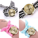 Duoya 2017 Vintage Stripe Fabric Cloth Watch Women Ladies Bracelet Watches Fashion Analog Quartz Wrist Watch Relogio Feminino