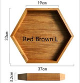 DUNXDECO Home Office Storage Wooden Tray Key Accessories Cup Holder Vintage Hexagonal Container Table Decoration Gift 1PC