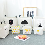 DUNXDECO Home Office Storage Laundry Basket Toy Magazine Organizador Linen Cotton Textile Container Nordic Cloud Flag Room Decor