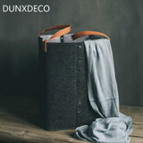 DUNXDECO Home Office Storage Laundry Basket Felt Bag Toys Cloth Holder Modern Room Decoration Box Multifunction Container