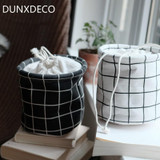 DUNXDECO Home Office Color Storage Table Organiser Holder Box Nordic White Black Check Multifunction Container 2Pieces Set