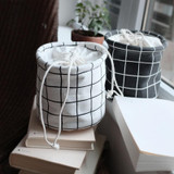 DUNXDECO Home Office Color Storage Table Organiser Holder Box Nordic White Black Check Multifunction Container 2Pieces Set