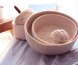 DUNXDECO French Simple Colorful Rainbow Wave Cotton Thread Ellipses Home office Storage Basket Multifunction Table Organisation