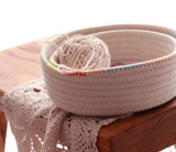 DUNXDECO French Simple Colorful Rainbow Wave Cotton Thread Ellipses Home office Storage Basket Multifunction Table Organisation