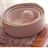 DUNXDECO French Simple Colorful Rainbow Wave Cotton Thread Ellipses Home office Storage Basket Multifunction Table Organisation