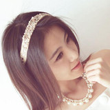 2016 Women's Sweet Lace Faux Pearls Hairband Rhinestone Crystal Headband Head Piece
