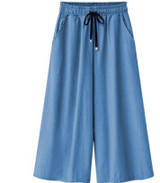 2016 women's loose wide leg pants fashion ankle length trousers Blended Pleated Pockets Elastic Waist Pants Plus Size 5XL femme