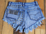 2016 Women's Fashion Brand Vintage Tassel Rivet Ripped Loose High Waisted Short Jeans Punk Sexy Hot Woman Denim Shorts