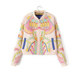 2016 women winter spring fashion stand baseball jacket flower print women coat colorful bomber jacket