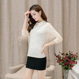 2016 women winter shirt lace blouse long sleeve warm blusa de renda cashmere body blouse ladies tops woman clothes female blouse
