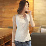 2016 Women Summer Cool Blouse Shirt Blusas Femininas Tops Fashion Sleeveless Vest Chiffon Shirts Fashion Plus Size 6XL White
