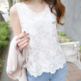 2016 Women Summer Cool Blouse Shirt Blusas Femininas Tops Fashion Sleeveless Vest Chiffon Shirts Fashion Plus Size 6XL White