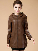 2016 Women Plus Size Leather Jackets Autumn Medium-Long Genuine Leather Overcoat Mother'S Hooded Leather Coats 4XL 5XL 6XL W514
