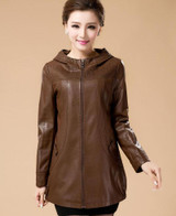 2016 Women Plus Size Leather Jackets Autumn Medium-Long Genuine Leather Overcoat Mother'S Hooded Leather Coats 4XL 5XL 6XL W514