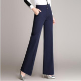 2016 Women New Casual Wide Leg Pants Autumn Fashion Plus Size Loose Trousers High Waist Buttons Office Pants XXXXXL