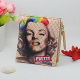 2016 women fashion Coin Purse&amp;Wallets Vintage Marilyn Monroe Cartoon Cat Women Wallets Brand Female Thin Short Wallet Clutch