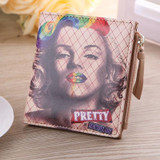 2016 women fashion Coin Purse&amp;Wallets Vintage Marilyn Monroe Cartoon Cat Women Wallets Brand Female Thin Short Wallet Clutch