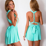 2016 Women Fashion Casual Playsuit summer Overalls Sexy Strap Deep V Neck Sleeveless Backless High Waist Solid Chiffon Jumpsuit