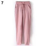 2016 Women Fashion Casual Chffion Pants Solid Color Elastic Waist Full Length Trousers