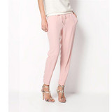 2016 Women Fashion Casual Chffion Pants Solid Color Elastic Waist Full Length Trousers