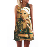 2016 Women Dress 3D Print Vintage Hippie Summer Beach Dress Dashiki Loose Plus Size Women Clothing