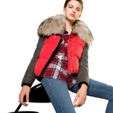 2016 women down warm short gift coat  jacket  parka zipper fashion new winter outerwear racoon fur collar new plus size thick