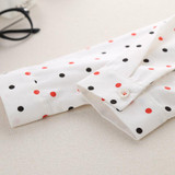 2016 women denim shirts polka dot Fashion white  pot pocket cat embroidery  pot Women Shirts  ladies Slim Blouses Jeans shirts