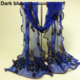 2016 Women Chic Peacock Flower Embroidered Lace Scarf Long Soft  Shawl Stole Pashmina  8OA4