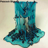 2016 Women Chic Peacock Flower Embroidered Lace Scarf Long Soft  Shawl Stole Pashmina  8OA4