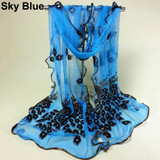 2016 Women Chic Peacock Flower Embroidered Lace Scarf Long Soft  Shawl Stole Pashmina  8OA4