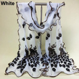 2016 Women Chic Peacock Flower Embroidered Lace Scarf Long Soft  Shawl Stole Pashmina  8OA4