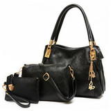 2016 Women 3 Bags/set Leather Shoulder Bag High Quality Women Brand Design Casual Travel Bag Ladies Handbag Messenger Bag Purse