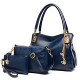 2016 Women 3 Bags/set Leather Shoulder Bag High Quality Women Brand Design Casual Travel Bag Ladies Handbag Messenger Bag Purse