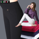 2016 Winter warm velvet thicken Women Pencil Pants Candy Color High elasticity Female Skinny pants female trousers Leggings