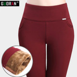 2016 Winter warm velvet thicken Women Pencil Pants Candy Color High elasticity Female Skinny pants female trousers Leggings