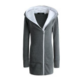2016 winter stylish hooded slim zipper long-sleeved fashion coat solid color medium-long warm jacket coat