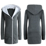 2016 winter stylish hooded slim zipper long-sleeved fashion coat solid color medium-long warm jacket coat