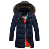2016 winter Men's leisure 80% white duck down down coats jackets Men's fox collars thick down cotton-padded jacket trench coat