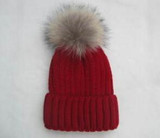 2016 Winter Knitted Real Fur Hat Women thicken Beanies skullies  with 15cm Raccoon Fur Pom poms Caps snapback beanie Hats