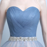 CEEWHY Strapless Ball Gown Formal Dress Bride Banquet Short Party Dresses Crystal Cocktail Dresses Above Knee Homecoming Dresses