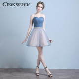 CEEWHY Strapless Ball Gown Formal Dress Bride Banquet Short Party Dresses Crystal Cocktail Dresses Above Knee Homecoming Dresses