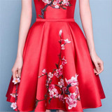 CEEWHY Red A-Line Women Formal Gowns Robe de Cocktail Dresses Knee Length Dovetail Homecoming Dresses 2017 Embroidery Dress