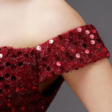 CEEWHY Red Burgundy Sequined A-Line Prom Dresses Knee Length Cocktail Dress Boat Neck Short Wedding Party Dress Custom Size CEEWHY Red Burgundy Sequined A-Line Prom Dresses Knee Length Cocktail Dress Boat Neck Short Wedding Party Dress Custom Size