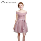 CEEWHY Half Sleeves Draped Wedding Party Dress Avove Knee Short Party Formal Gowns Cheap Cocktail Dress 2017 Homecoming Dresses