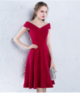 CEEWHY Burgundy V-neck Graduation Dress Formal Party Dress Vestidos de Coctel Short Cocktail Dress A-line Party Dress CEEWHY Burgundy V-neck Graduation Dress Formal Party Dress Vestidos de Coctel Short Cocktail Dress A-line Party Dress