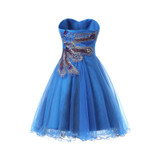 CEEWHY Embroidery Short Cocktail Dresses 2017 Ball Gown Strapless Graduation Homecoming Dress Party Elegant Formal Dress Plus